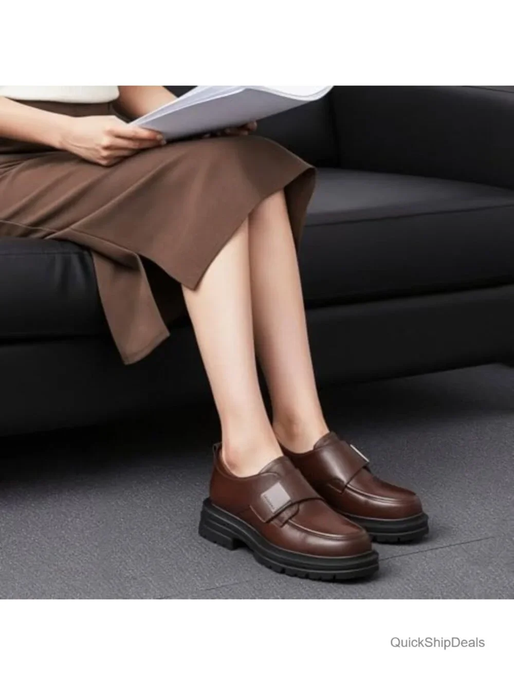 Chunky Platform Loafers for Women Slip On Faux Leather Oxford Shoes